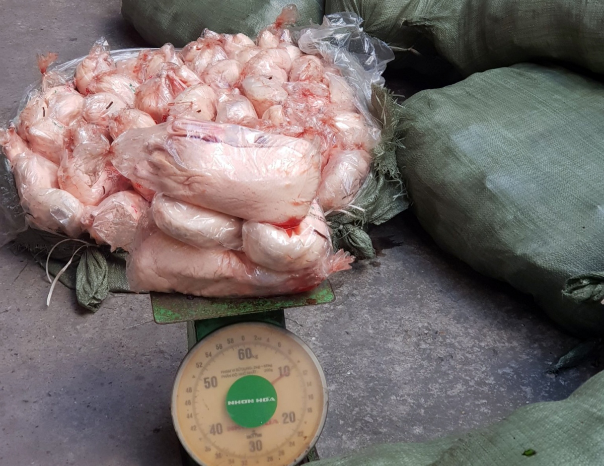 Phát hiện 1,7 tấn thịt vịt không rõ nguồn gốc trong hầm xe khách