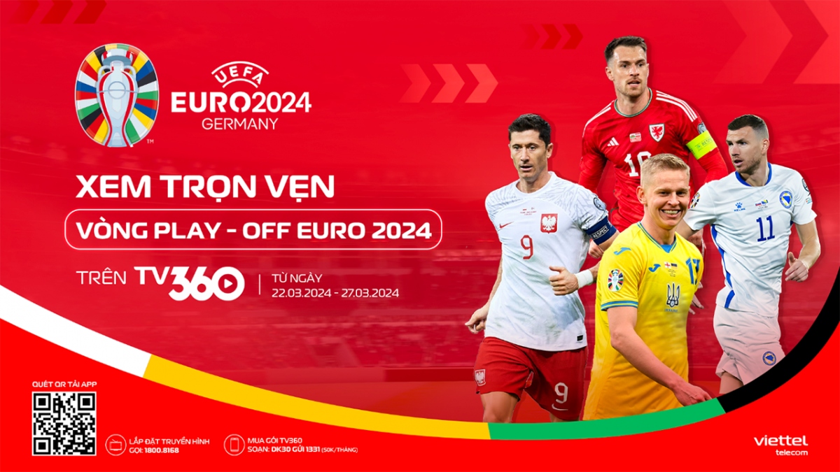 Đêm nay xem trực tiếp vòng play-off Uefa Euro 2024 trên TV360