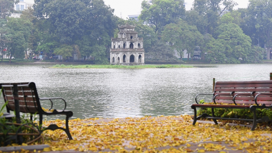 Phố phường Hà Nội đẹp nao lòng mùa sấu trút lá vàng