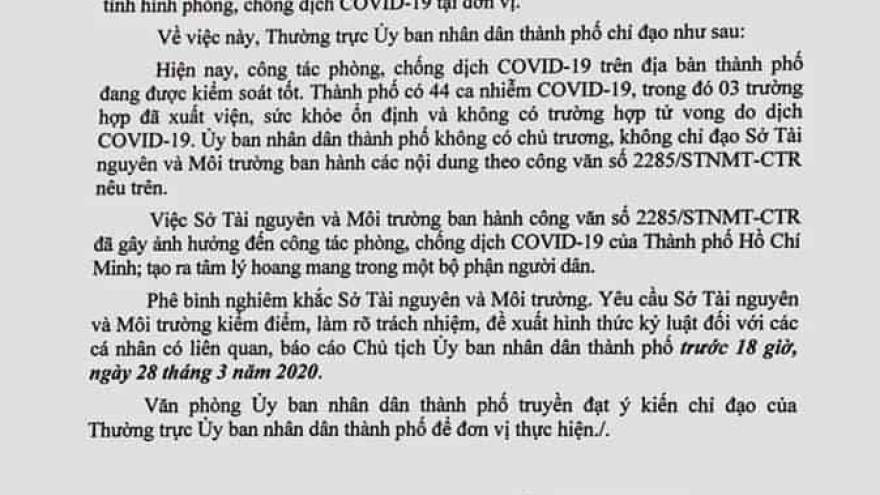 Khiển trách PGĐ Sở Tài Nguyên-Môi trường TPHCM vì "văn bản hỏa táng"