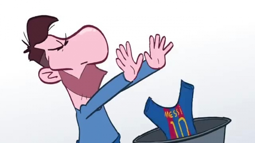 Biếm họa 24h: Messi phũ phàng ném bỏ chiếc áo huyền thoại