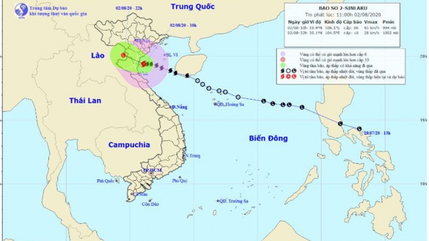 Bão số 2 sẽ đi vào đất liền từ Ninh Bình đến Nghệ An trong 12 giờ tới