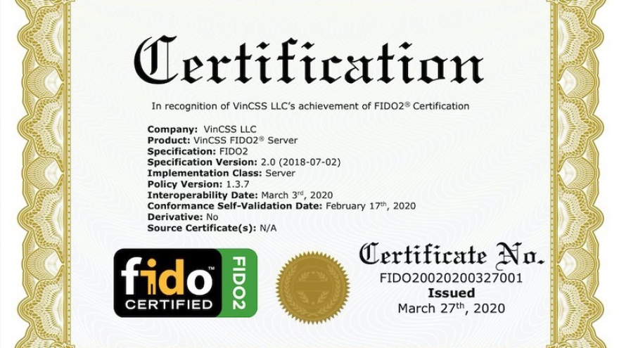 
        Vingroup đạt chuẩn FIDO2 thứ hai cho sản phẩm máy chủ xác thực mạnh
                              