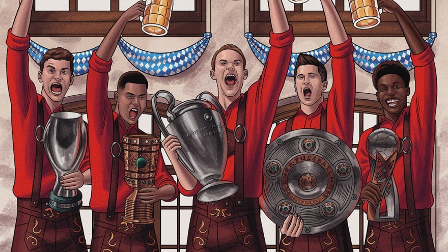 Biếm họa 24h: Bayern Munich mở hội ăn mừng "cú ăn 5" thần thánh