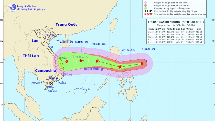 Siêu bão Goni mạnh cấp 17 cách Phillipines khoảng 360km