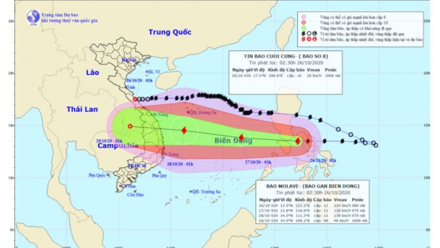 Bão Molave (Bão số 9) đi vào Biển Đông và tiếp tục mạnh thêm