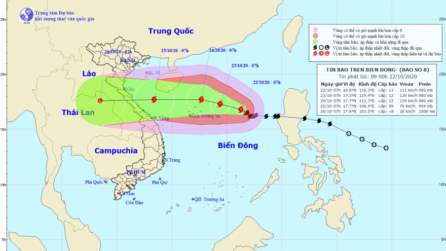 Bão số 8 giật cấp 14 đang tiến gần tới quần đảo Hoàng Sa