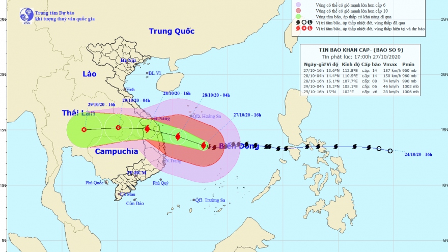 Bão số 9 còn cách Phú Yên 360km, giật cấp 17