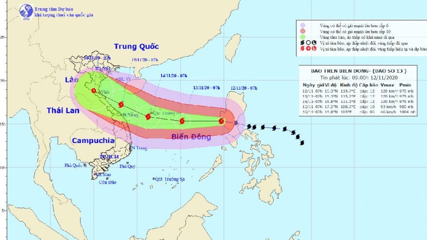 Bão Vamco vào Biển Đông trở thành cơn bão số 13 trong năm