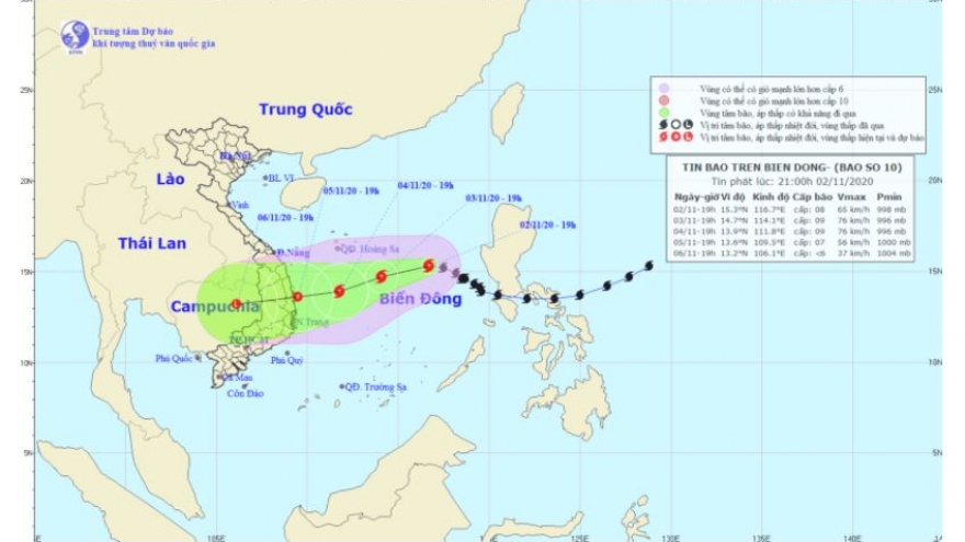 Bão số 10 cách Hoàng Sa 510km, giật cấp 10