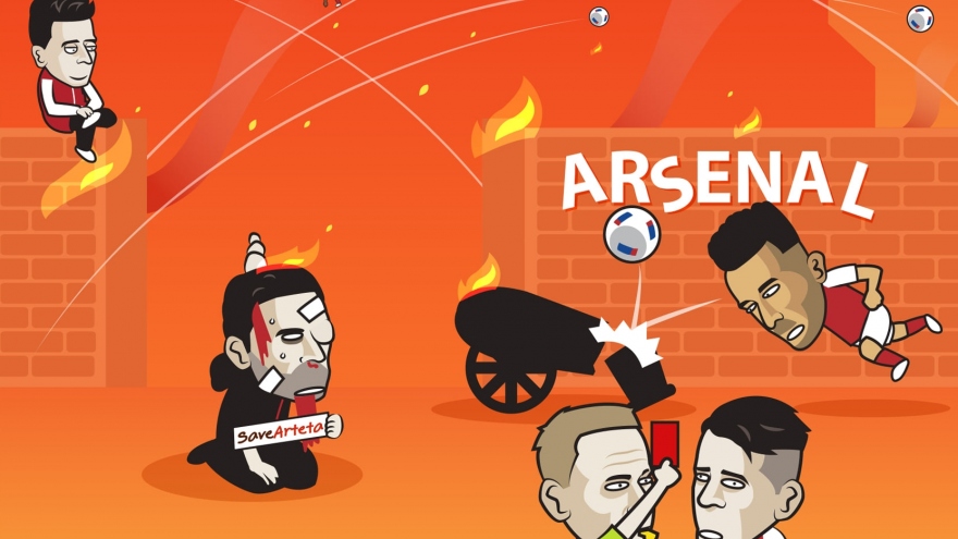 Biếm họa 24h: Xhaka và Aubameyang thi nhau "báo hại" Arsenal