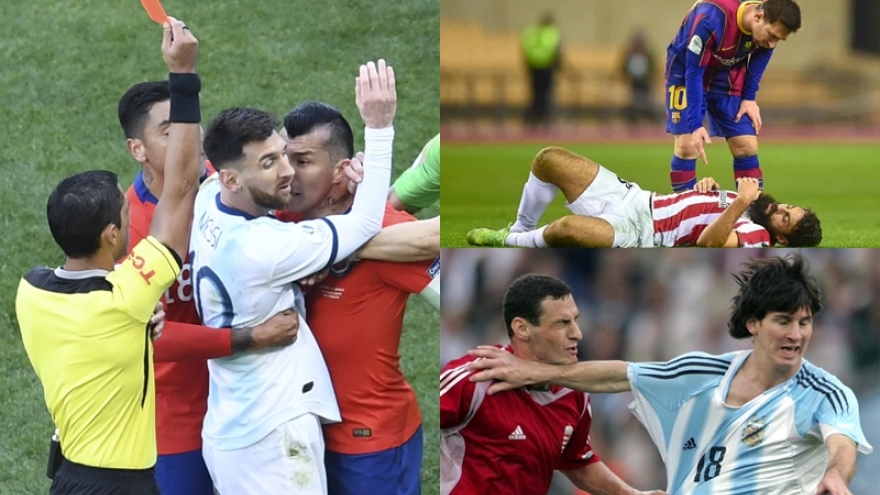 3 đối thủ khiến Messi lĩnh thẻ đỏ vì "bỏ bóng đánh người" là những ai?