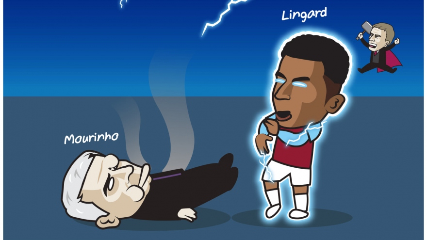 Biếm họa 24h: Lingard "đánh ngã" HLV Mourinho, Lukaku thổi bay Ibrahimovic
