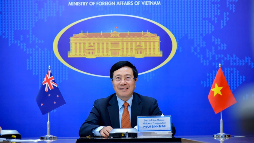 Phó Thủ tướng Phạm Bình Minh hội đàm trực tuyến với Bộ trưởng Ngoại giao New Zealand