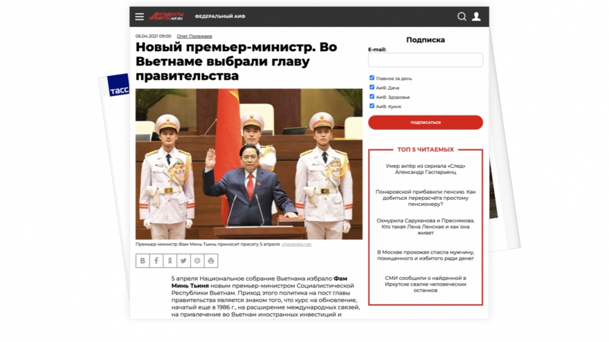 Báo chí Nga đưa tin đậm nét về nhân sự cấp cao của Việt Nam 