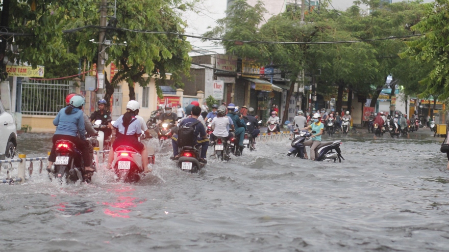 Nhiều cây đổ, đường ngập sau cơn mưa lúc rạng sáng ở TPHCM