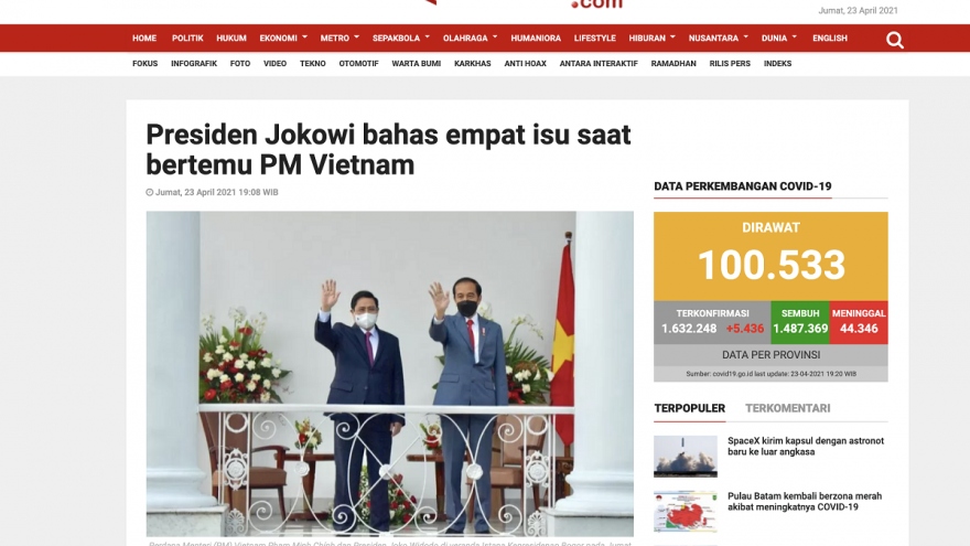 Báo chí Indonesia đưa tin chuyến công tác của Thủ tướng Việt Nam dự Hội nghị ASEAN