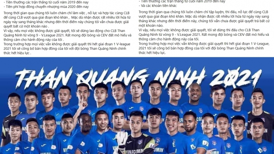 Bị nợ lương, thưởng, cầu thủ Than Quảng Ninh đồng loạt dọa bỏ thi đấu