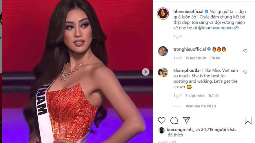 Lan Ngọc và dàn nghệ sĩ Việt khen ngợi, động viên Khánh Vân tại Miss Universe