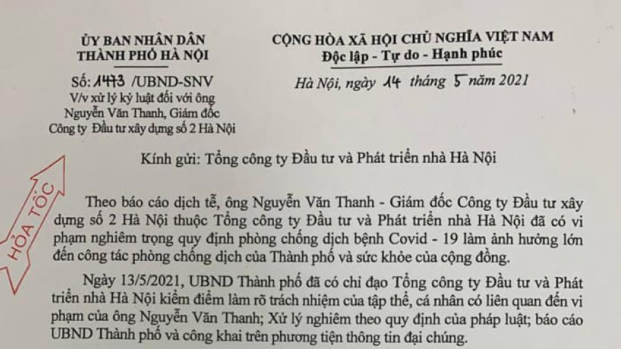 Chủ tịch Hà Nội yêu cầu xử lý kỷ luật nghiêm Giám đốc Hacinco