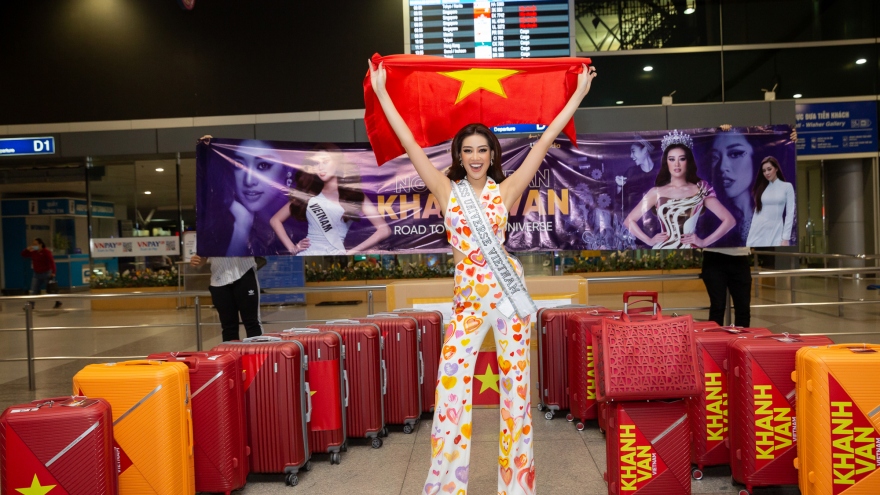Hoa hậu Khánh Vân mang 15 vali hành lý đến Mỹ tham gia Miss Universe