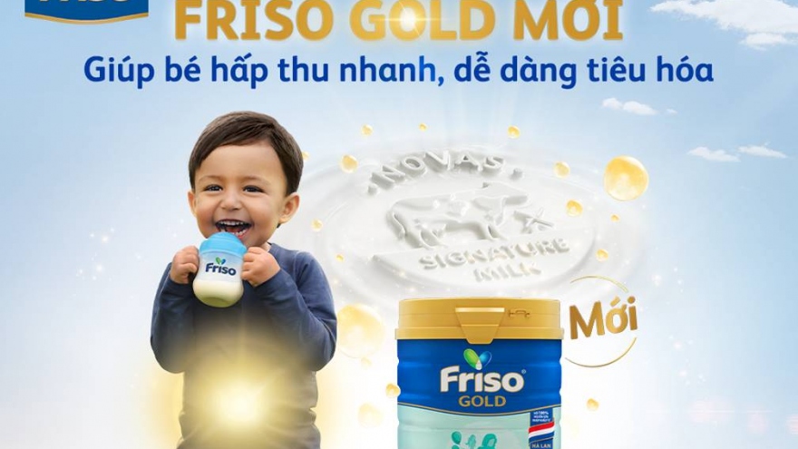 FRISO GOLD với nguồn sữa NOVAS nhiều dưỡng chất, giúp mẹ yên tâm về hệ tiêu hóa của bé