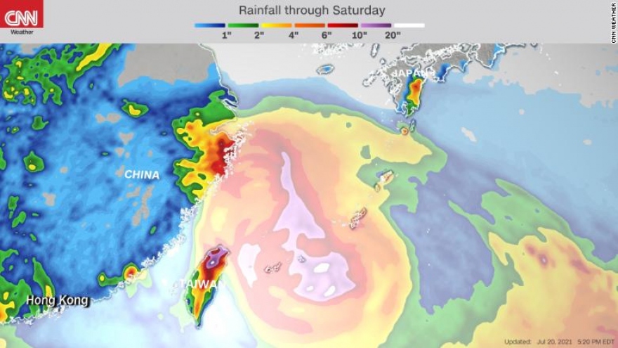 Trung Quốc nâng mức phản ứng khẩn cấp khi bão In-Fa đang tiến gần
