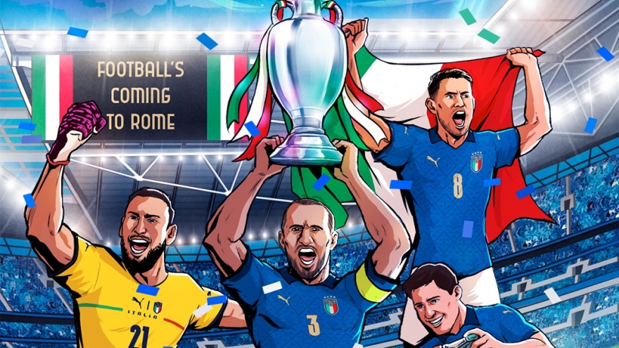 Biếm họa 24h: Cúp vô địch EURO về nhà... ở Italia