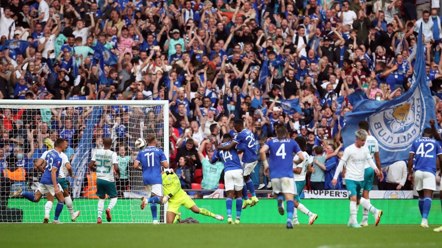 Ghi bàn kịch tính phút 89, Leicester City đả bại Man City để giành Siêu cúp Anh