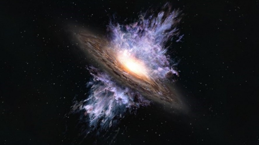 Cảnh tượng hố đen quái vật “ợ hơi” sau khi nuốt chửng khí và các ngôi sao