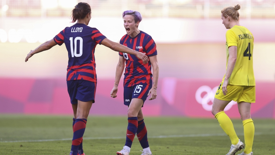 Mỹ giành HCĐ bóng đá nữ Olympic Tokyo sau "bữa tiệc bàn thắng" với Australia