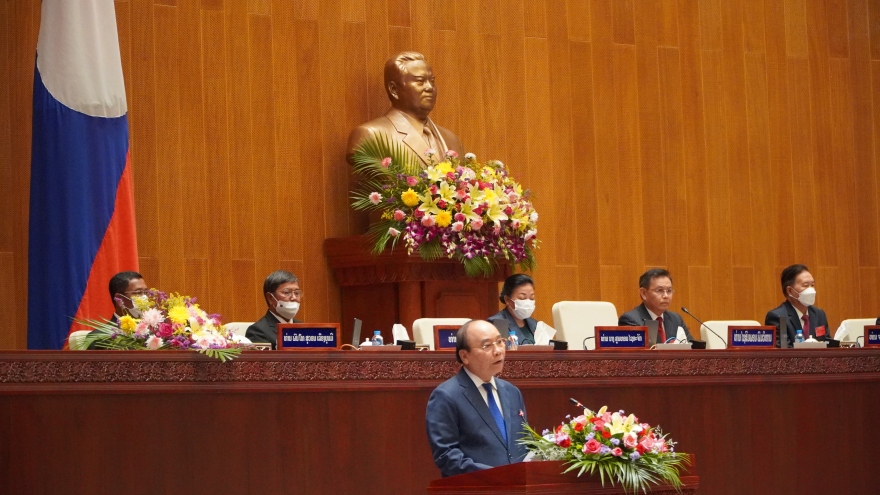 Chủ tịch nước Nguyễn Xuân Phúc phát biểu tại Quốc hội Lào