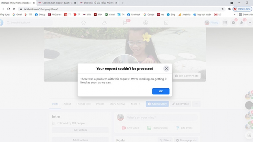 Nhiều người dùng Facebook gặp lỗi lạ