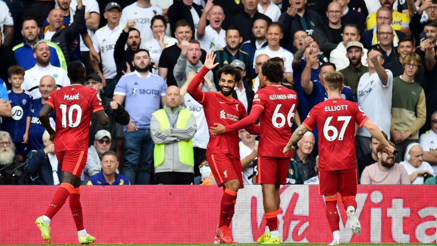 Kỷ lục gia Salah mở tỷ số, Liverpool thắng dễ 3 sao trước Leeds United
