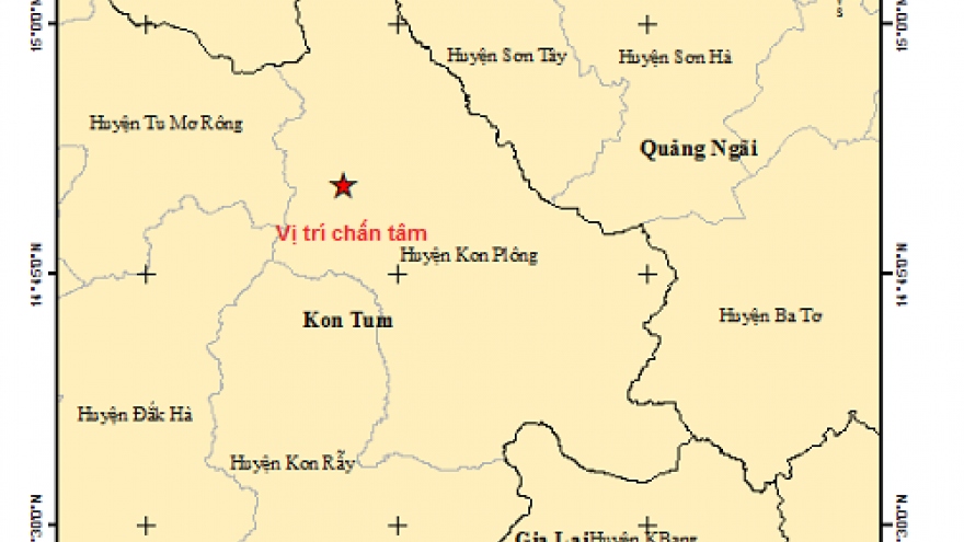 Thêm 1 trận động đất tại huyện Kon Plông, tỉnh Kon Tum