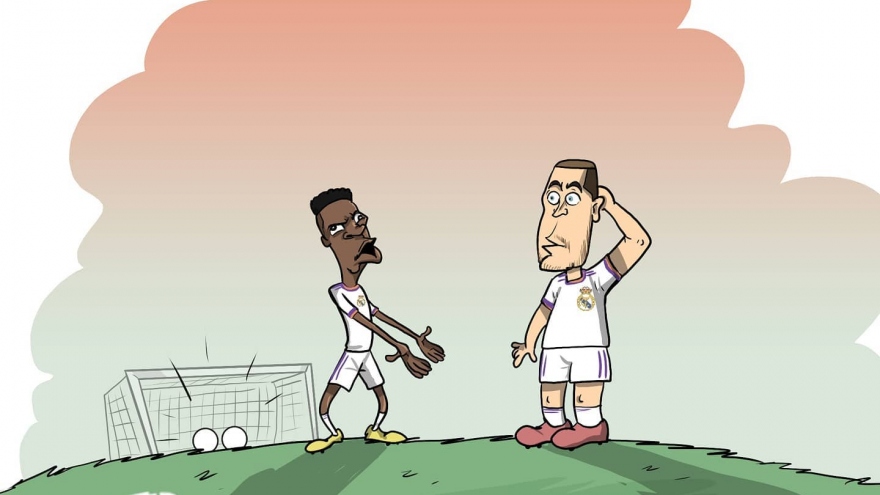 Biếm họa 24h: Vinicius dạy Hazard cách ghi bàn