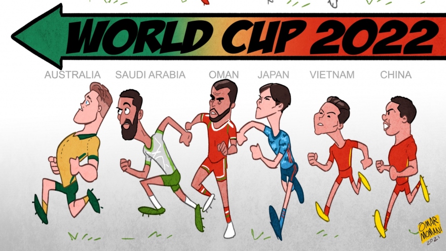 Biếm họa 24h: ĐT Việt Nam căng mình đua vé dự World Cup 2022