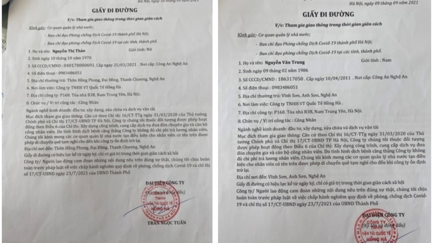 Khởi tố đối tượng làm giả giấy đi đường đưa người ở Hà Nội về Nghệ An