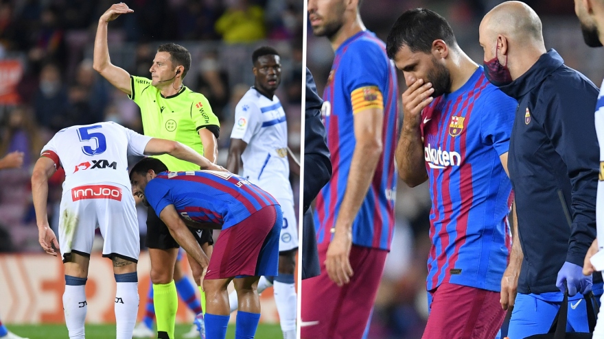 Aguero nhập viện trong ngày Barca gây thất vọng trước Alaves