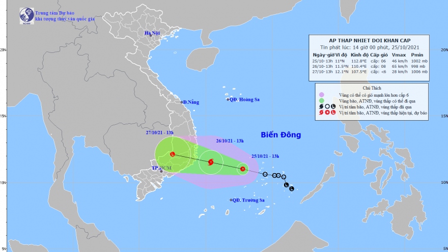 Áp thấp nhiệt đới có khả năng mạnh lên thành bão, cách Ninh Thuận khoảng 370km