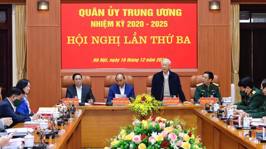 Tổng Bí thư Nguyễn Phú Trọng dự hội nghị lần thứ 3 Quân ủy Trung ương nhiệm kỳ 2020-2025