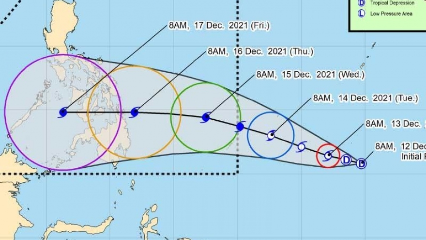 Áp thấp nhiệt đới đi vào Philippines, có thể trở thành bão số 9 trên Biển Đông