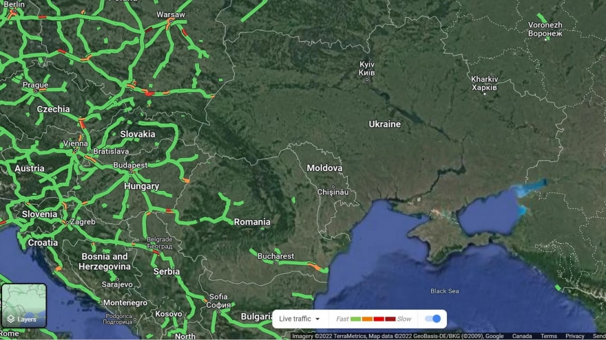 Google Maps vô hiệu hóa dữ liệu giao thông trực tiếp tại Ukraine