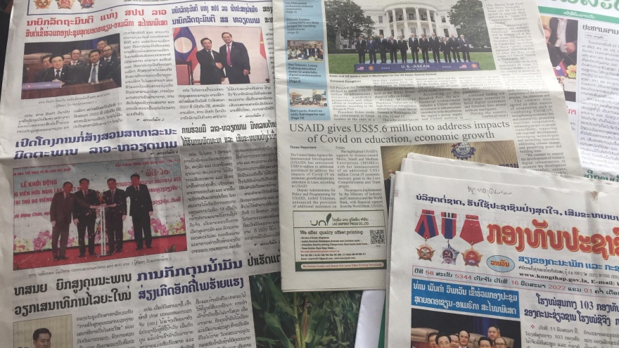 Truyền thông Lào đưa tin đậm nét chuyến thăm hữu nghị chính thức Lào của Chủ tịch Quốc hội