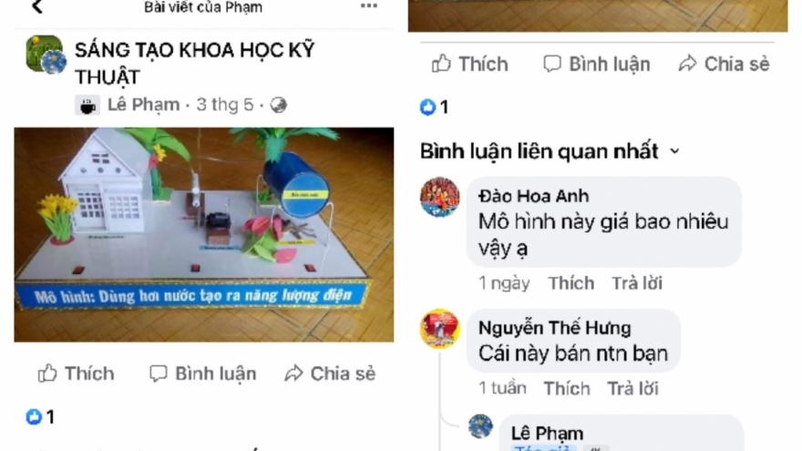 Đề tài khoa học kỹ thuật của học sinh mua bán công khai trên các chợ online