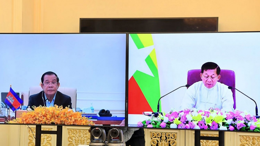Thủ tướng Campuchia hội đàm trực tuyến với người đứng đầu chính quyền quân sự Myanmar