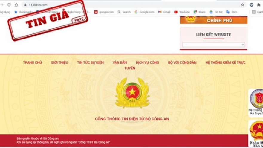 Cảnh báo hoạt động giả mạo website của Bộ Công an để lừa đảo