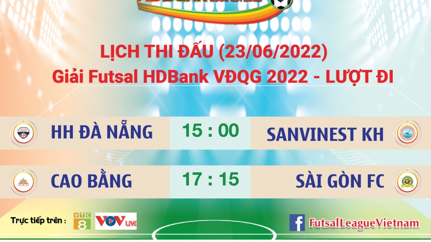Lịch thi đấu Futsal HDBank VĐQG 2022 ngày 23/6