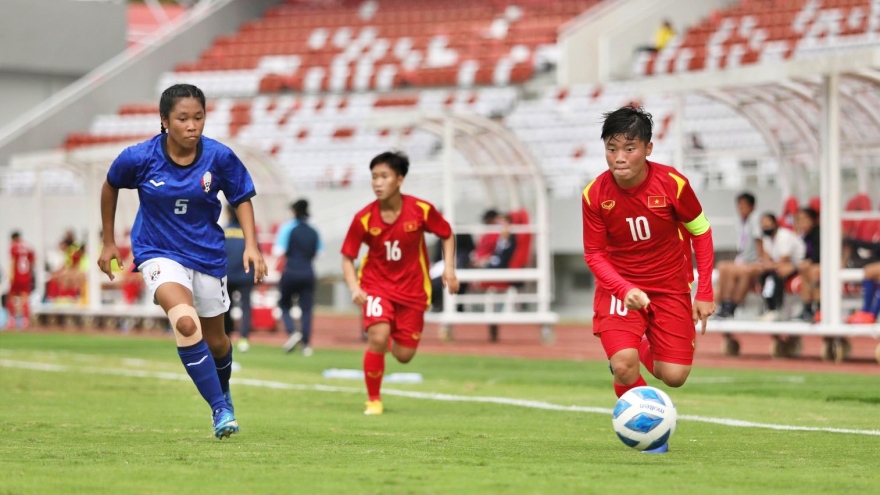 U18 nữ Việt Nam thắng đậm U18 nữ Campuchia