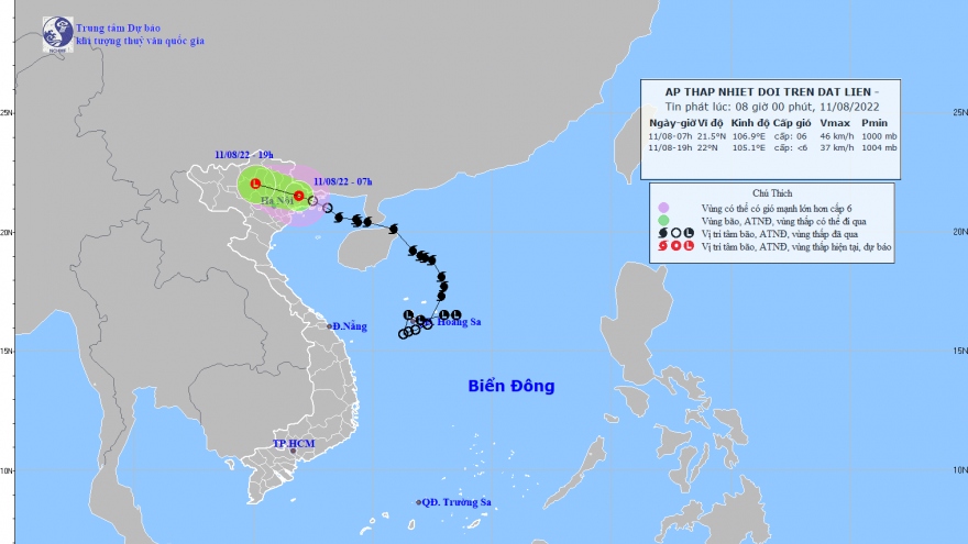 Áp thấp nhiệt đới đi vào Quảng Ninh, Hải Phòng gây mưa lớn trên diện rộng